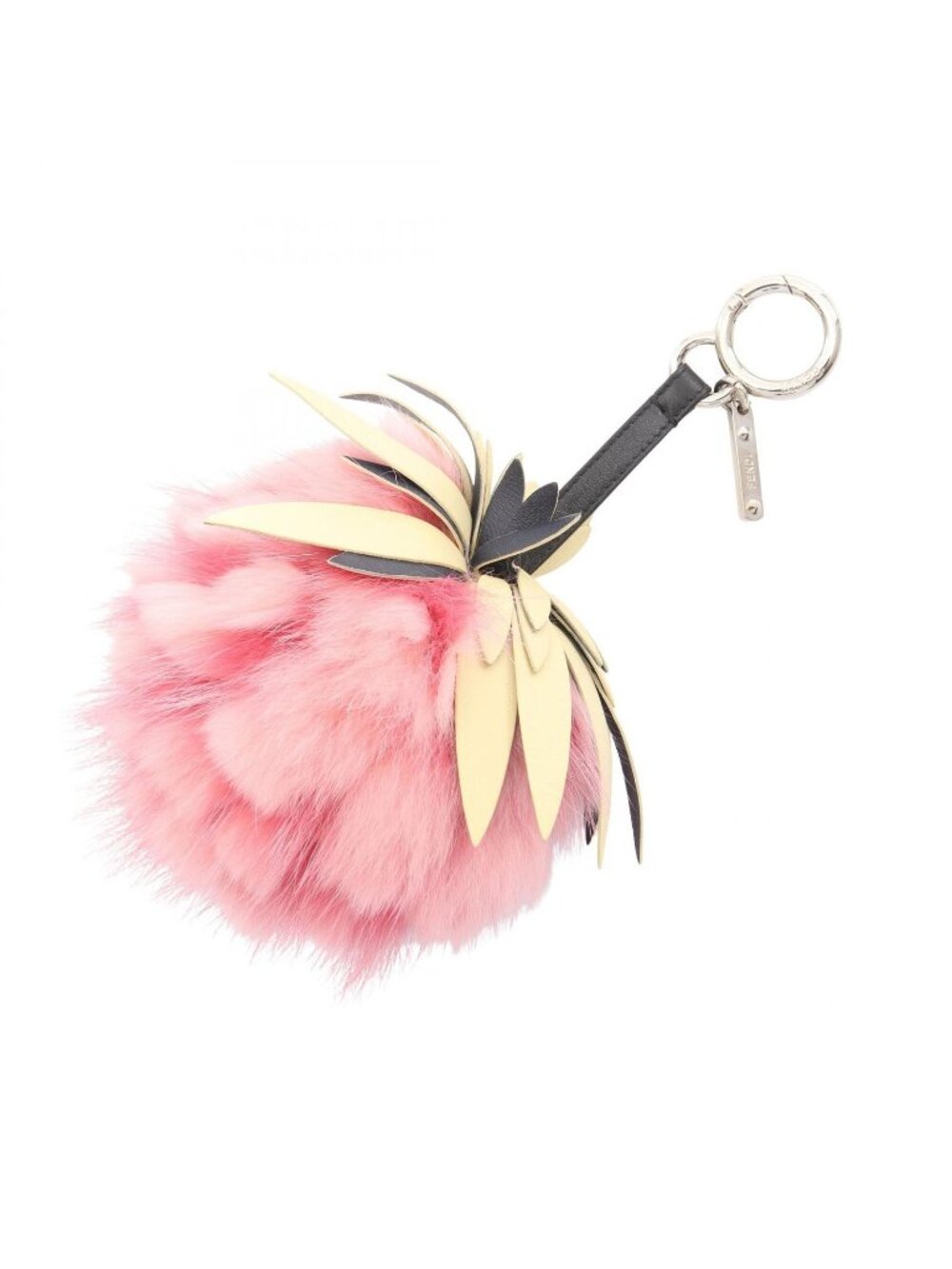 Fendi Charm Fruit Pink Yellow Black Leather Pineapple Bag
